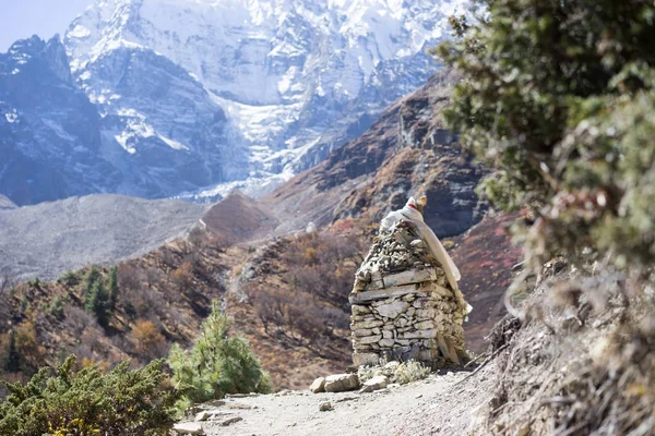 Karlı tepe ve orman Himalaya dağlarında Annapurna bölge, Nepal