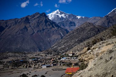 Budist gompa Himalaya dağlarında Annapurna bölge, Nepal