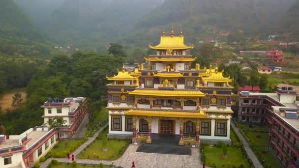 Βουδιστικό μοναστήρι, κοιλάδα του Κατμαντού, Νεπάλ - 16 Οκτωβρίου 2017 — Αρχείο Βίντεο