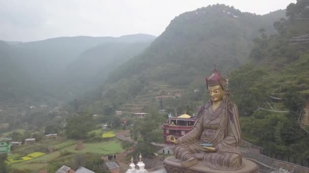 View of Statue Temple of Guru Padmasambhava, Kathmandu valley, Nepal - October 16, 2017 — Stock Video
