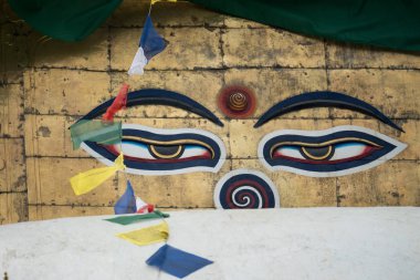 Swayambhunath aptalı Buddha Katmandu 'nun gözü