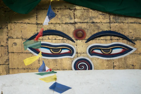 Stupa di Swayambhunath occhio Buddha Kathmandu — Foto Stock
