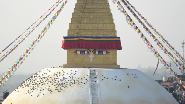 Stupa Bodhnath Kathmandu, Nepal - 26 oktober 2017 — Stockvideo