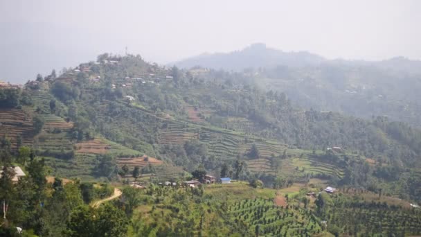 尼泊尔喜马拉雅山上山谷的日落 — 图库视频影像