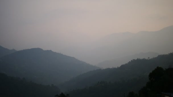 Sunset above valley in the Himalaya mountains, Nepal — Stock Video