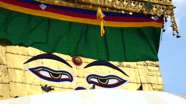 Swayambhunath Stupa Auge Buddha Kathmandu — Stockvideo