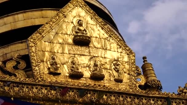 Swayambhunath dumbom Eye Buddha Kathmandu — Stockvideo
