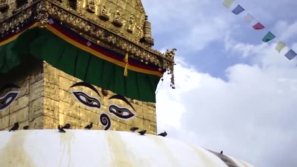 Swayambhunath stupa Olho Buda Kathmandu — Vídeo de Stock