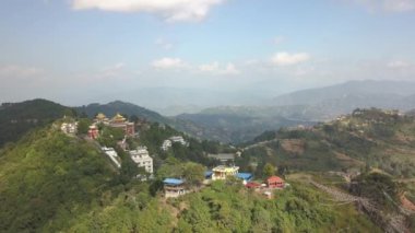 Eski Budist manastır Himalayalar Nepal--dan soluduğumuz hava