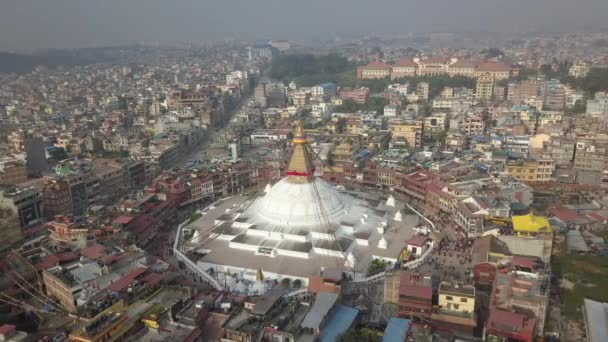 Stupa Bodhnath Katmandu, Nepal 4k video düz profili Cinelike — Stok video