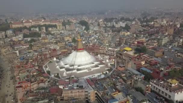 Stoepa Bouddhanath Kathmandu, Nepal 4k video plat profiel Cinelike — Stockvideo