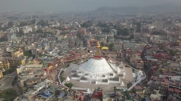 Stoepa Bouddhanath Kathmandu, Nepal 4k video plat profiel Cinelike — Stockvideo