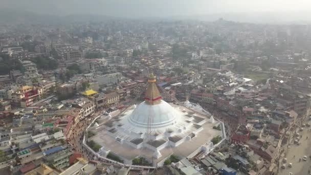 Stupa bodhnath kathmandu, nepal 4k video flaches profil cineartig — Stockvideo