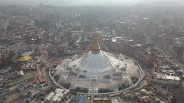 Stoepa Bouddhanath Kathmandu, Nepal 4k video plat profiel Cinelike — Stockvideo