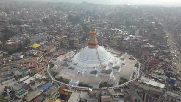 Stoepa Bouddhanath Kathmandu, Nepal 4k video plat profiel Cinelike — Stockvideo