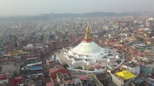 Stupa Bodhnath Katmandu, Nepal 4k wideo płaski profil Cinelike — Wideo stockowe