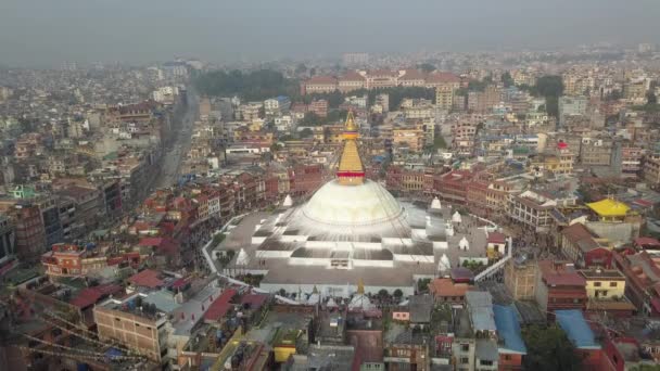 Stupa Bodhnath Katmandu, Nepal 4k video düz profili Cinelike — Stok video