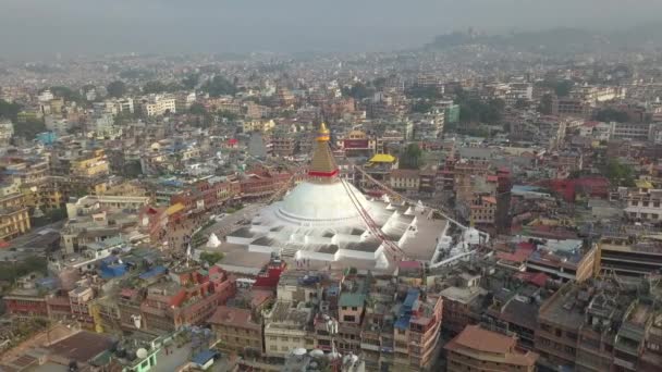 Stupa Bodhnath Katmandu, Nepal 4k wideo płaski profil Cinelike — Wideo stockowe