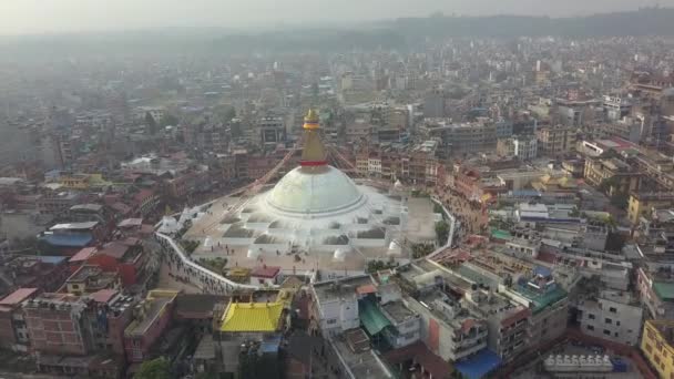 Stupa Bodhnath Katmandu, Nepal 4k wideo płaski profil Cinelike — Wideo stockowe