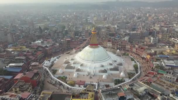 Sztúpa Bodhnath Kathmandu, Nepál 4k videóinak lapos profil Cinelike — Stock videók