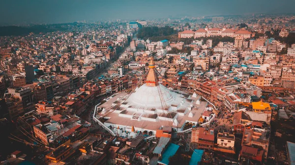 Stupa Bodhnath Kathmandu Nepal foto vanuit de lucht — Stockfoto