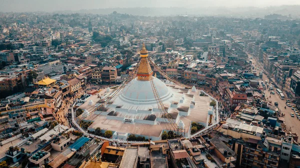 Stupa Bodhnath Kathmandu Nepal foto vanuit de lucht — Stockfoto