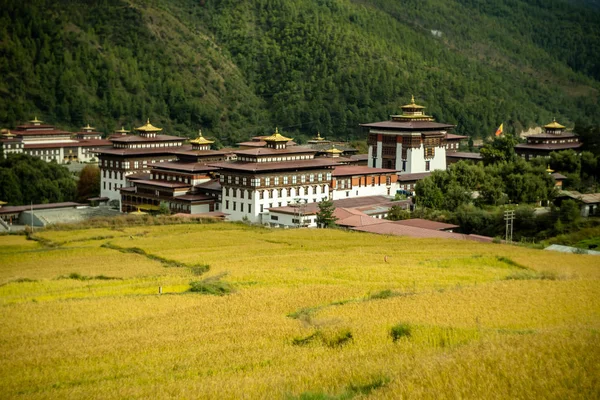 O Mosteiro de Dzong na montanha do Butão Himalaia — Fotografia de Stock