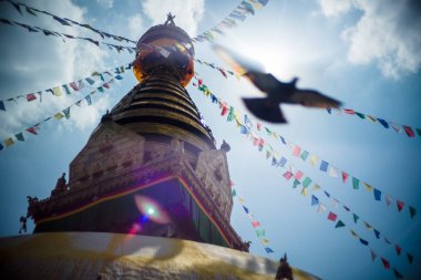 Swayambhunath Katmandu Nepal 'deki Göz Buddha' yı aptallaştırdı.