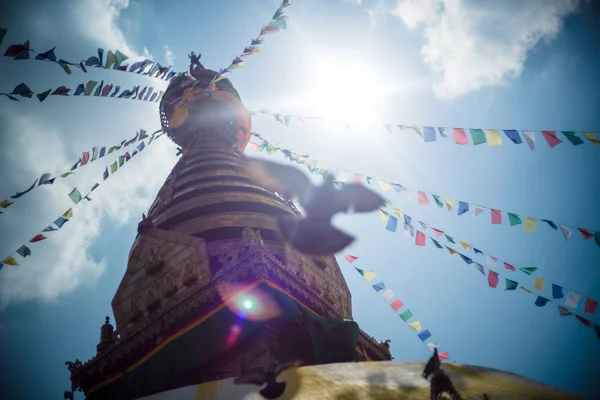 Swayambhunath stupa Oog Boeddha in Kathmandu Nepal — Stockfoto