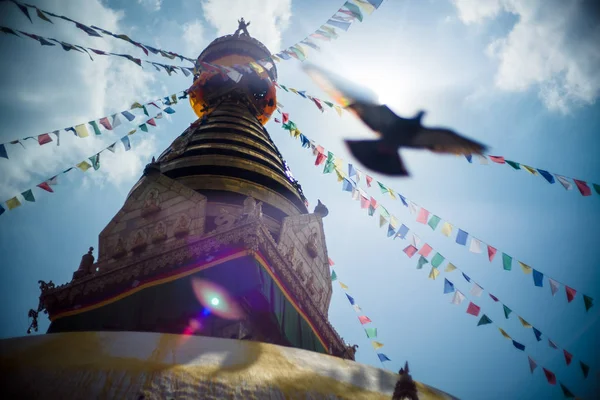 Swayambhunath stupa Oog Boeddha in Kathmandu Nepal — Stockfoto