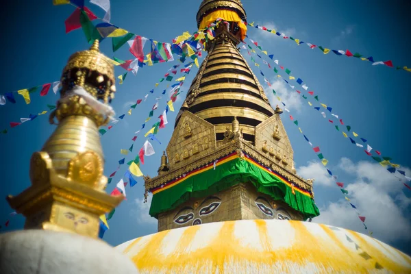 Swayambhunath stupa Eye Buddha i Katmandu Nepal — Stockfoto