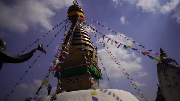 Swayambhunath stupa Buda Ojo en Katmandú Nepal Vídeo 4K — Vídeos de Stock