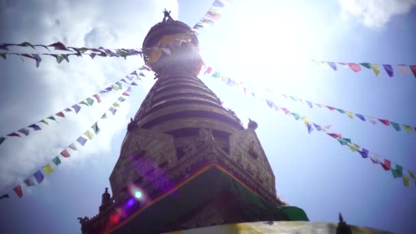 Swayambhunath Katmandu Nepal Video 4k 'taki Göz Buddha' yı aptallaştırdı. — Stok video