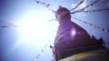 Swayambhunath Katmandu Nepal Video 4k 'taki Göz Buddha' yı aptallaştırdı.