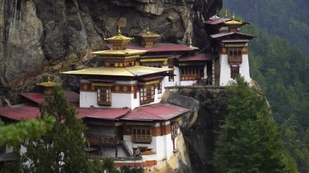 Tiger Nest Paro Taktsangat letni dzień w Górnej Dolinie Paro Himalyas Bhutan — Wideo stockowe