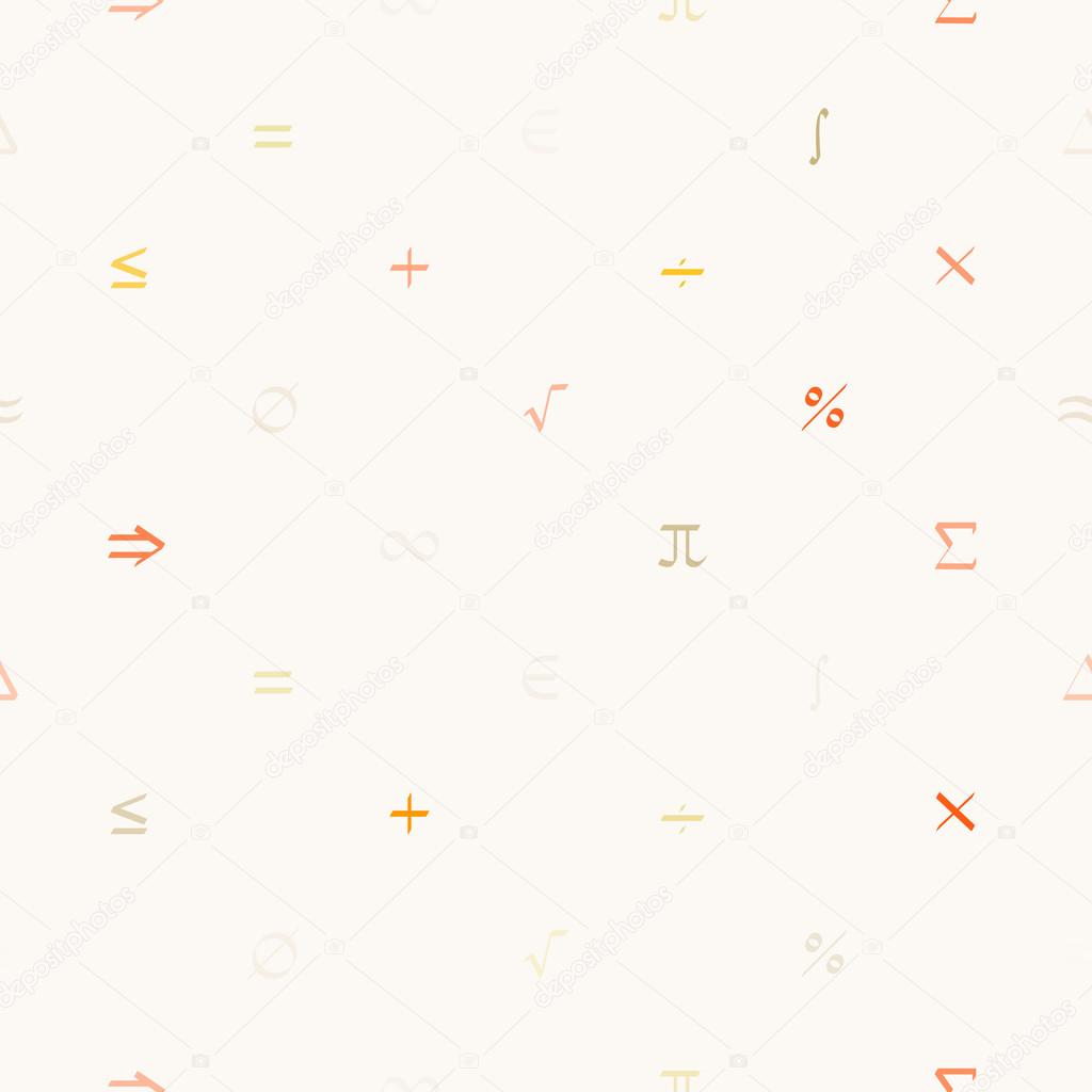 Seamless pattern with mathematical symbols 