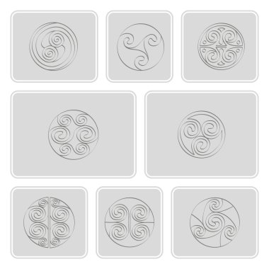 İrlandalı geometrik süsleme ile tek renkli simgeler kümesi  