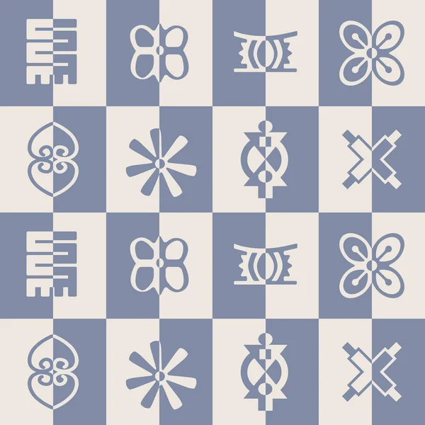 Naadloze patroon met adinkra symbolen — Stockvector