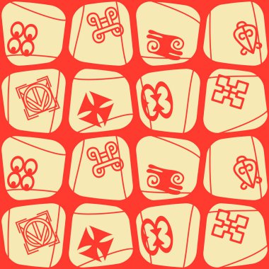 adinkra sembolleri ile Seamless Modeli  