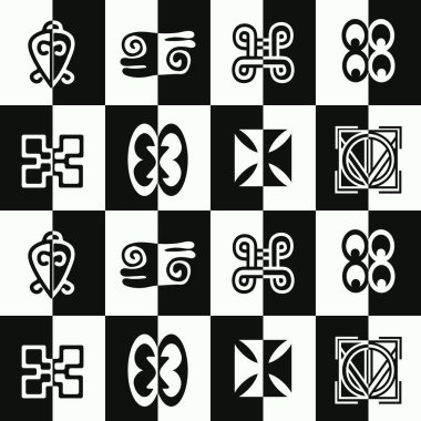 seamless pattern with adinkra symbols   clipart