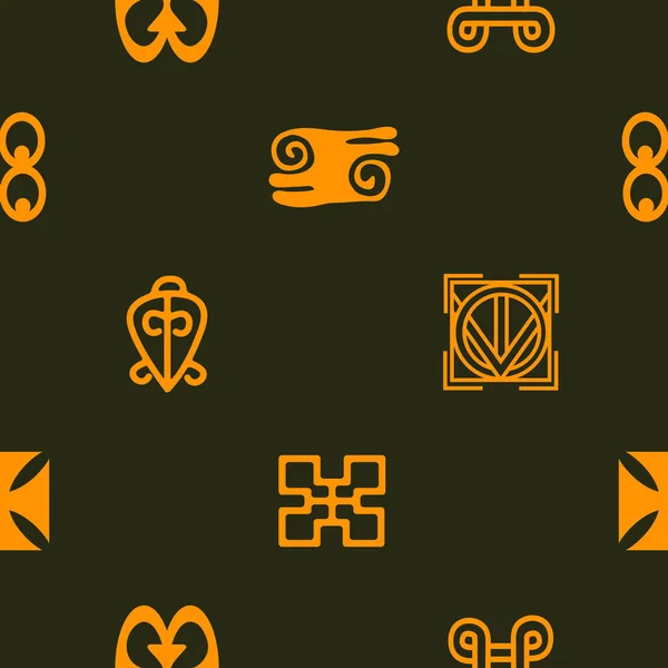 Patrón sin costura con símbolos de adinkra — Vector de stock