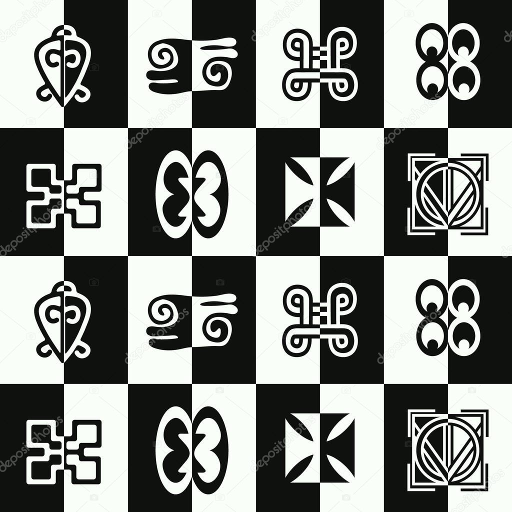 seamless pattern with adinkra symbols  