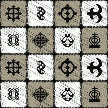 seamless pattern with adinkra symbols  clipart