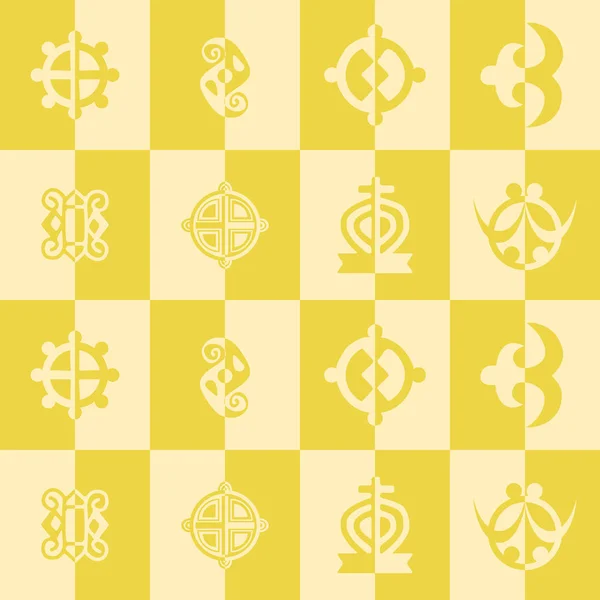 Modèle sans couture avec des symboles adinkra — Image vectorielle