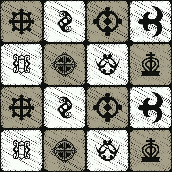 Wzór z adinkra symbole — Wektor stockowy