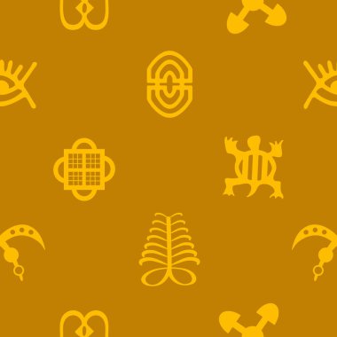 seamless pattern with adinkra symbols   clipart