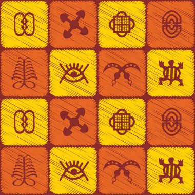 adinkra sembolleri ile Seamless Modeli  