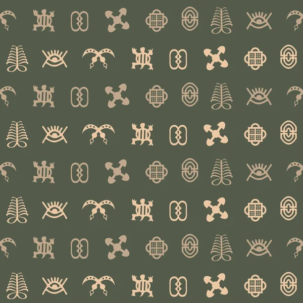 Бесшовный узор с символами Адинкры — стоковый вектор