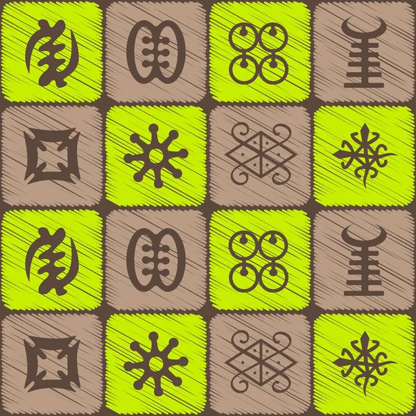 Modèle sans couture avec des symboles adinkra — Image vectorielle