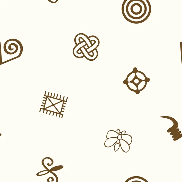 Бесшовный узор с символами Адинкры — стоковый вектор